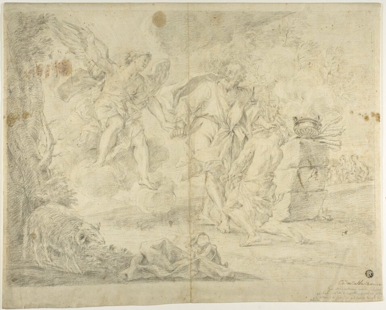O sacrifício de Isaac por Abraão de Giacinto Calandrucci