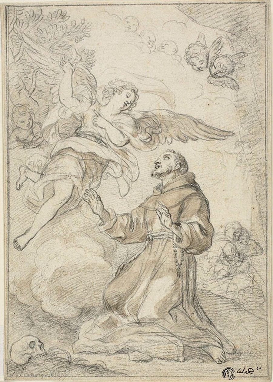 Anjo que aparece a São Domingos de Giacinto Calandrucci