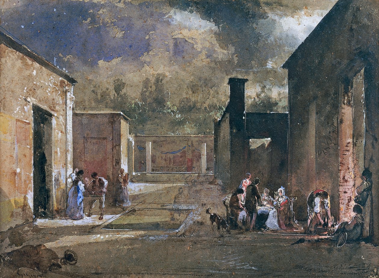 Um Menal Nocturno na Casa de Sallustio em Pompeia de Giacinto Gigante