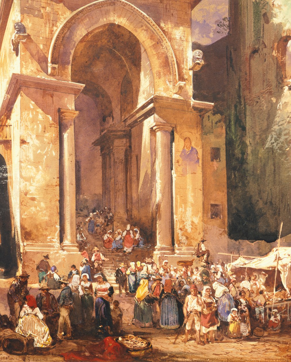Porta do campanário de São Erasmus em Gaeta, de Giacinto Gigante (1806-1876), Itália de Giacinto Gigante