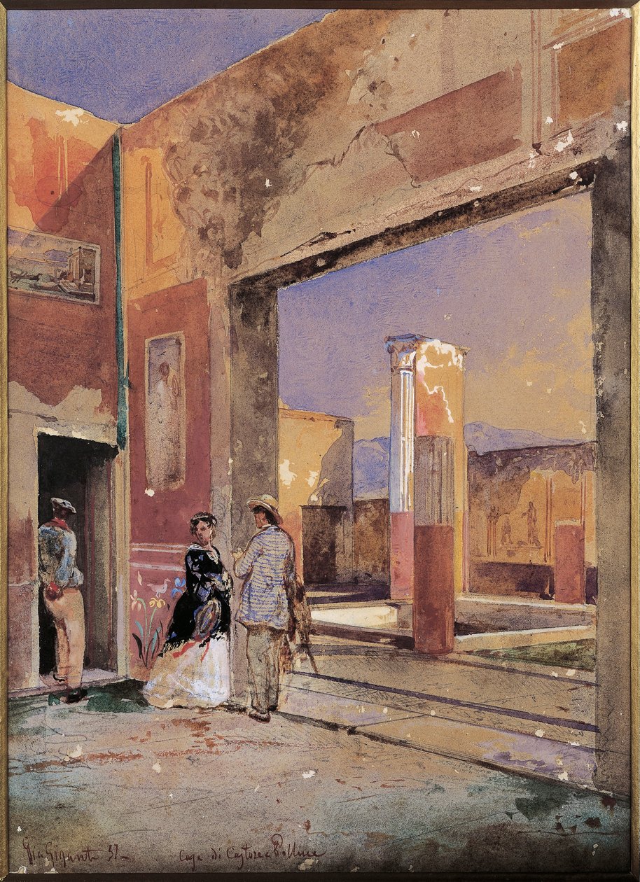 Itália, casa de Castor e Pollux em Pompéia 1857 (aguarela) de Giacinto Gigante