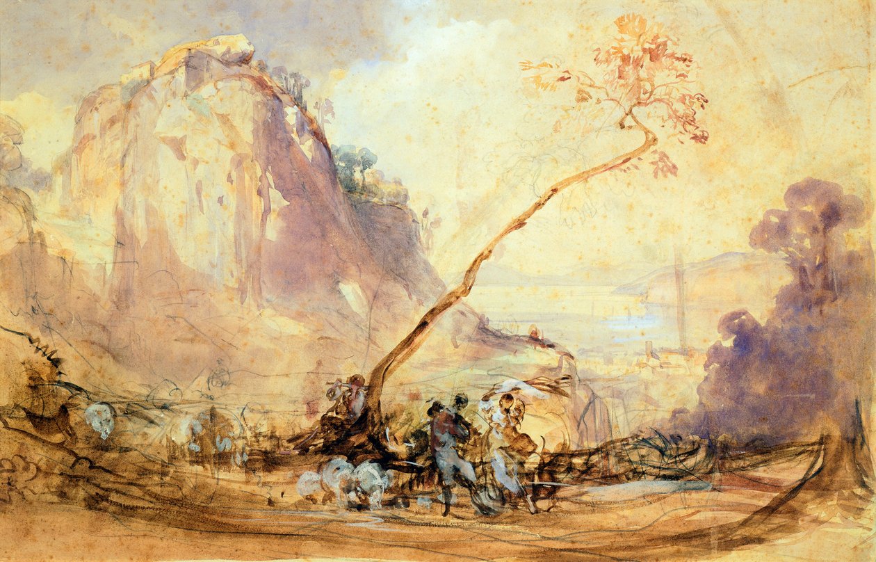 Sorrento Landscape, ca 1848, de Giacinto Gigante (1806-1876), aguarela, 34x51 cm. de Giacinto Gigante