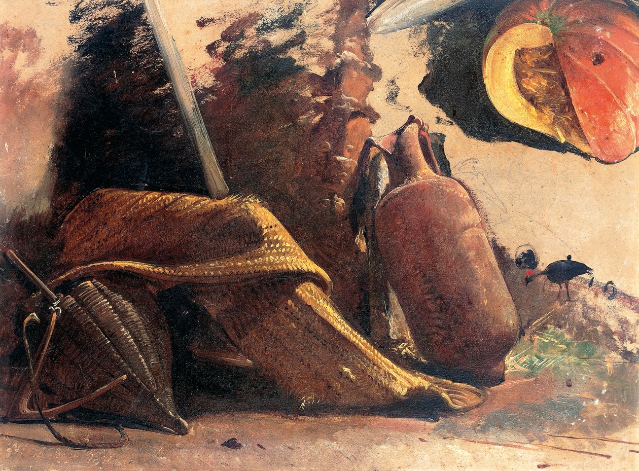 Natureza morta com abóbora, cerca de 1844 (aguarela) de Giacinto Gigante
