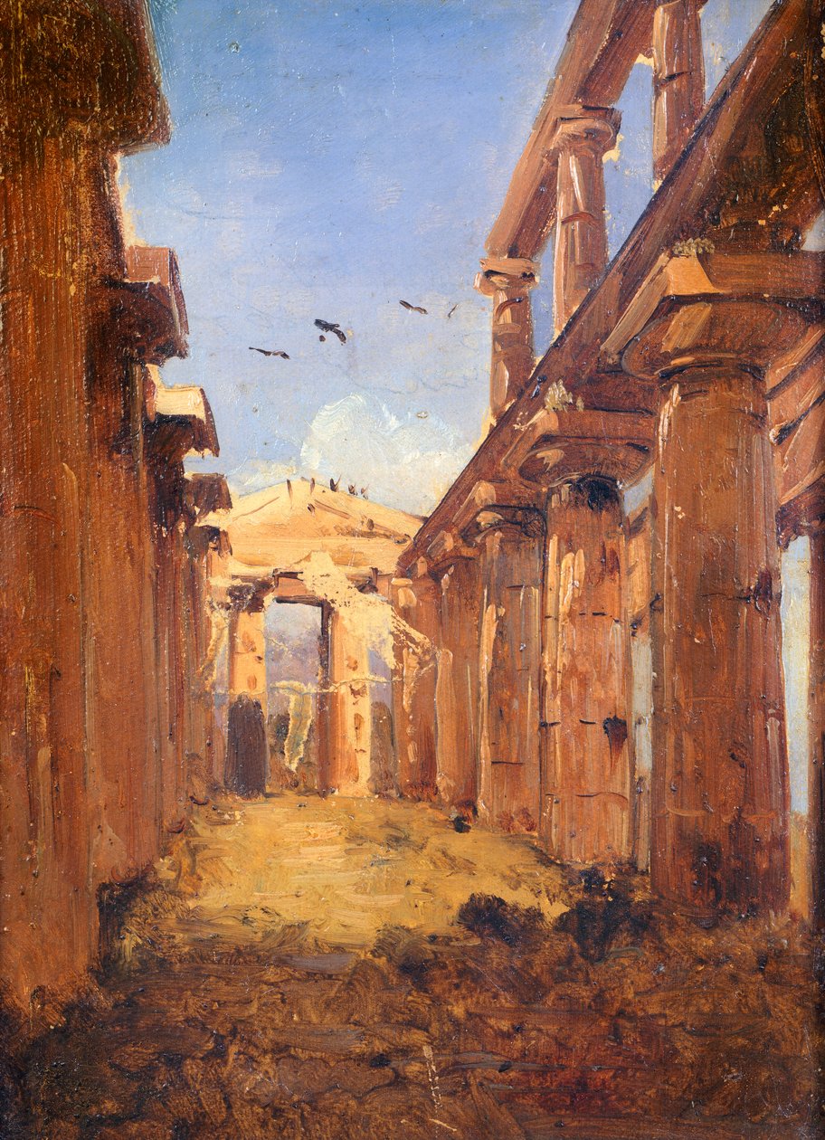 A Basílica de Paestum 1845-1848 (óleo sobre tela) de Giacinto Gigante
