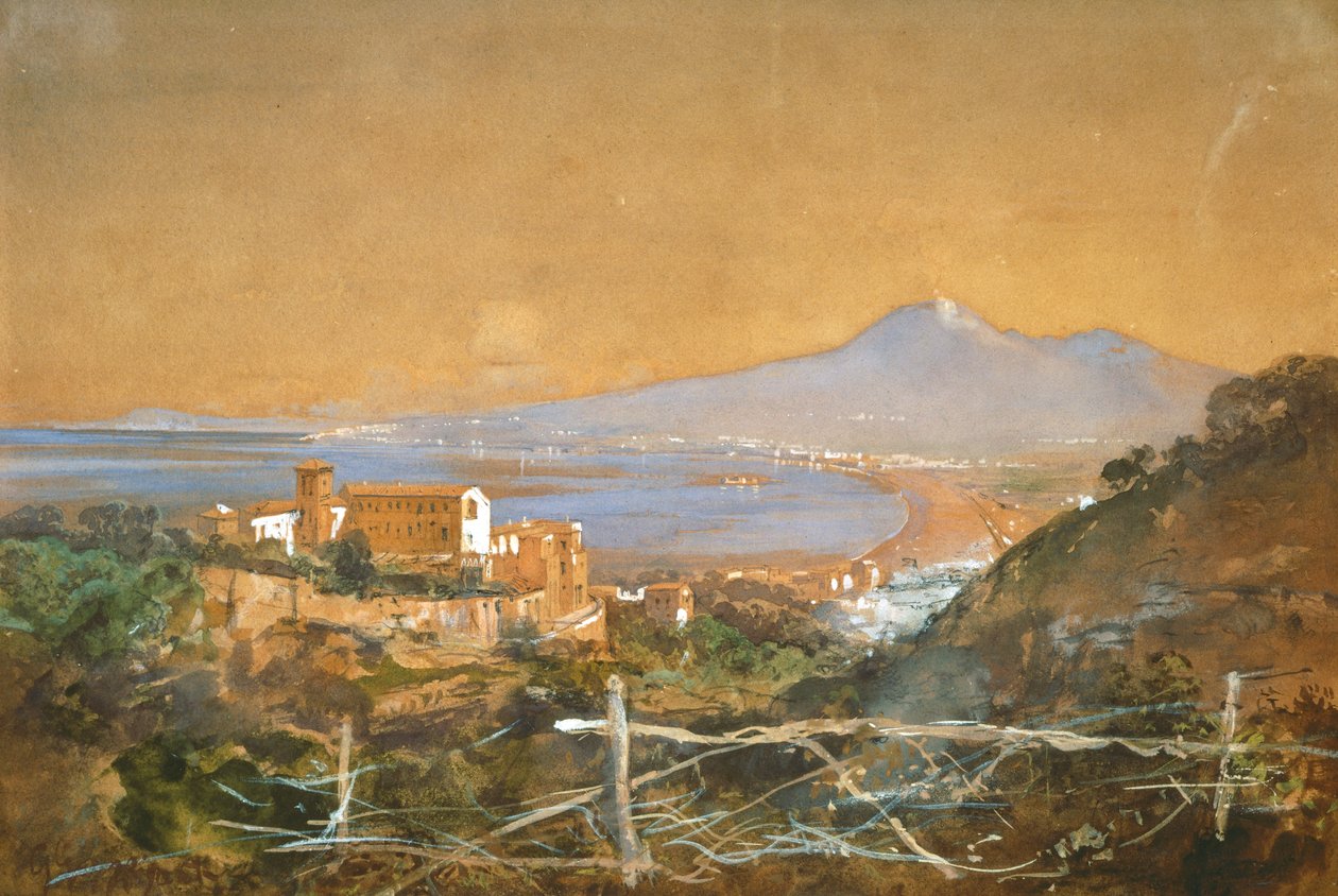 O Golfo de Nápoles, de Giacinto Gigante, aguarela de Giacinto Gigante