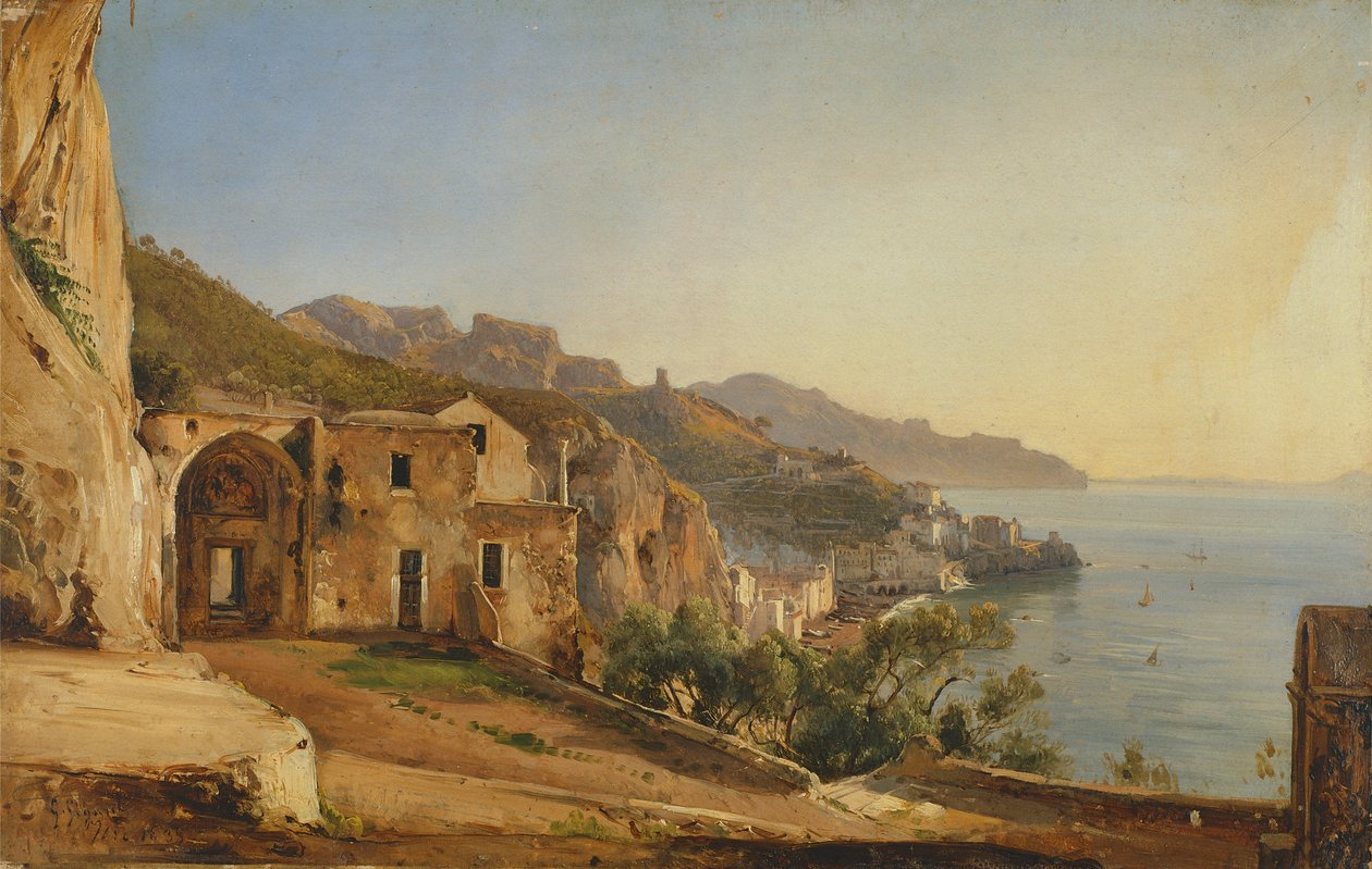 Vista de Amalfi da caverna dos Capuchinhos de Giacinto Gigante