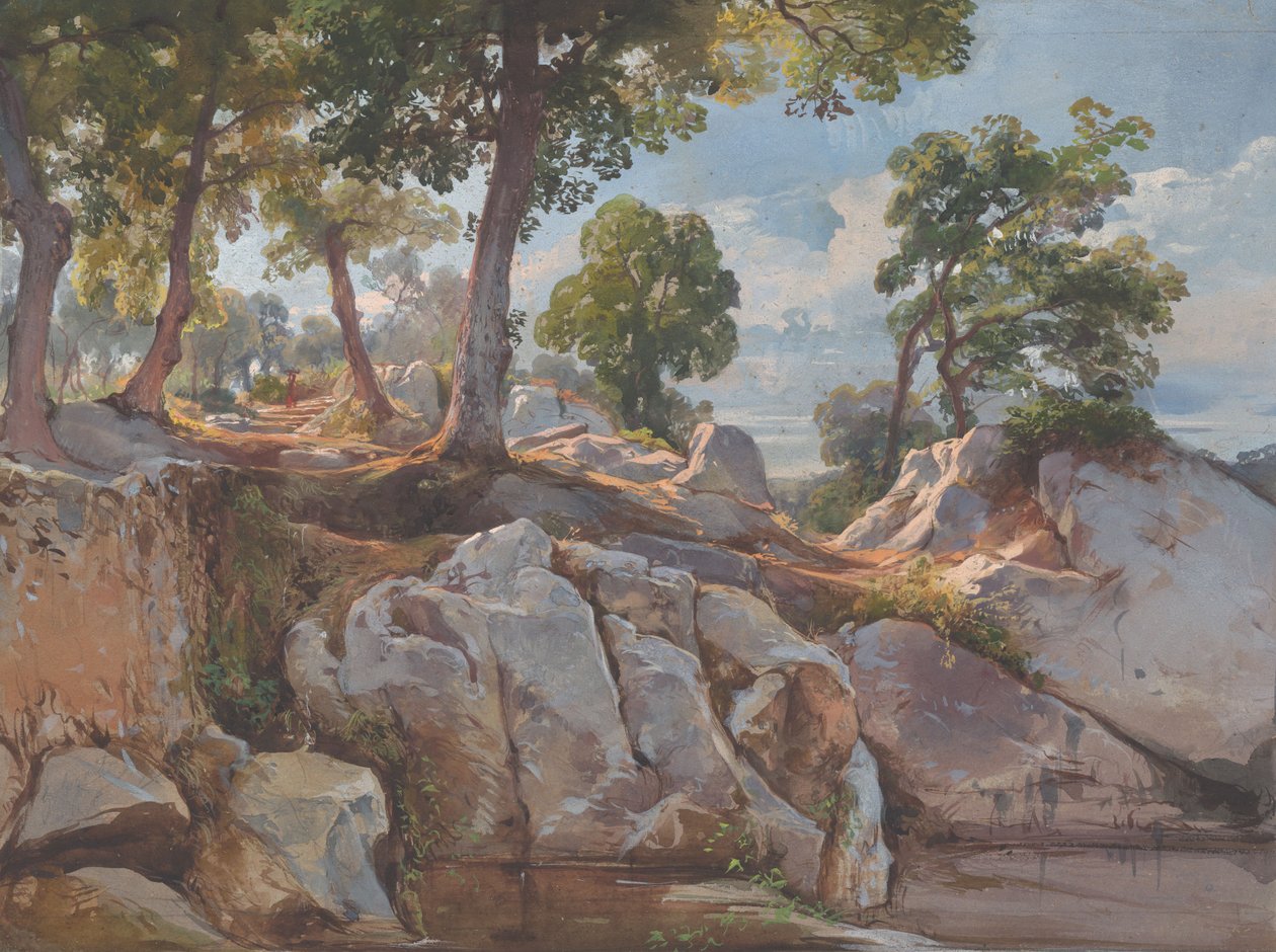 Vista de Arlamato Caserlano, Sorrento, esboço para «Oaks at Sorrento» de Giacinto Gigante
