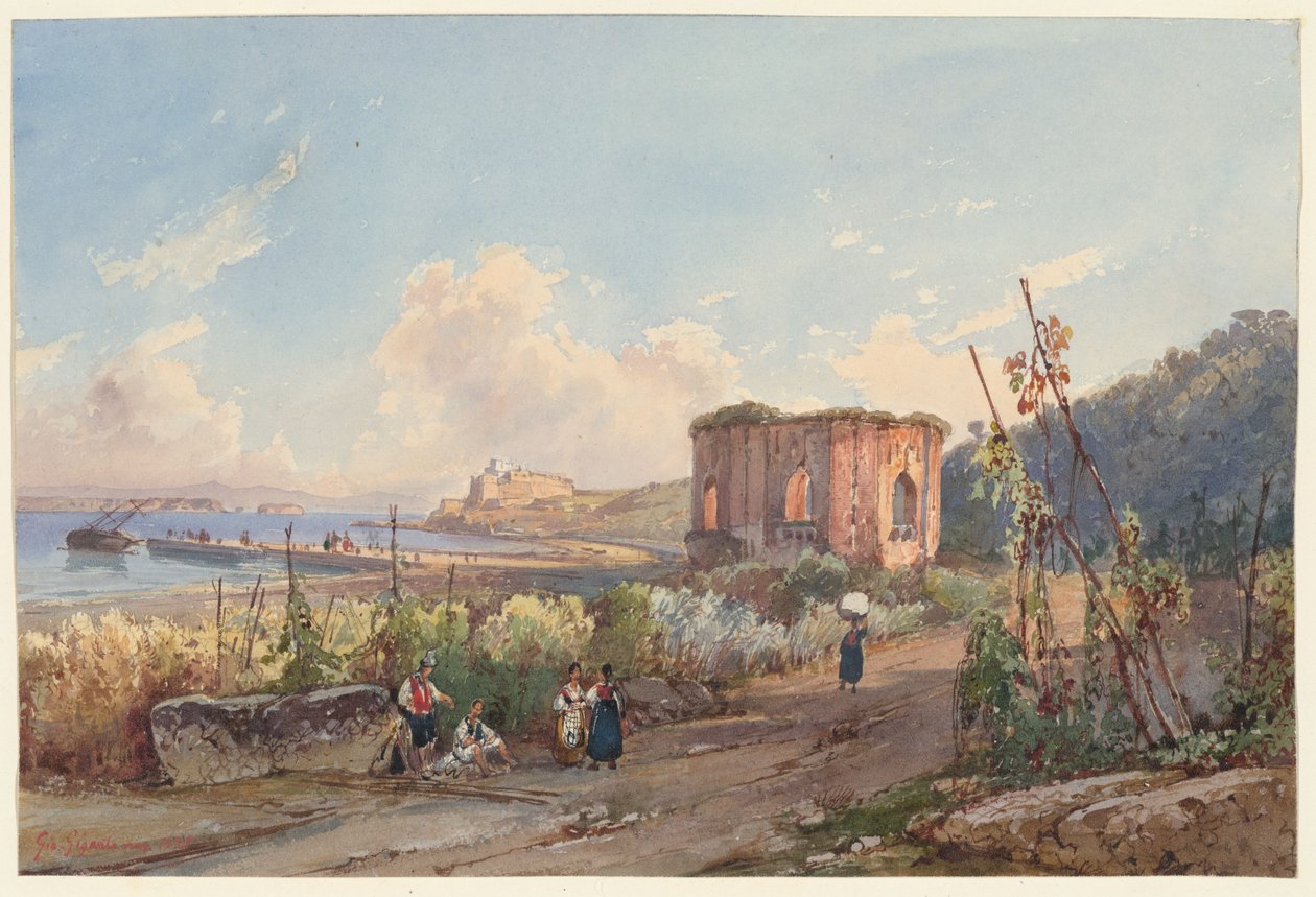 Vista de Baia com o templo de Vénus, uma de quatro pequenas vistas de Nápoles de um Album Amicorum de Giacinto Gigante