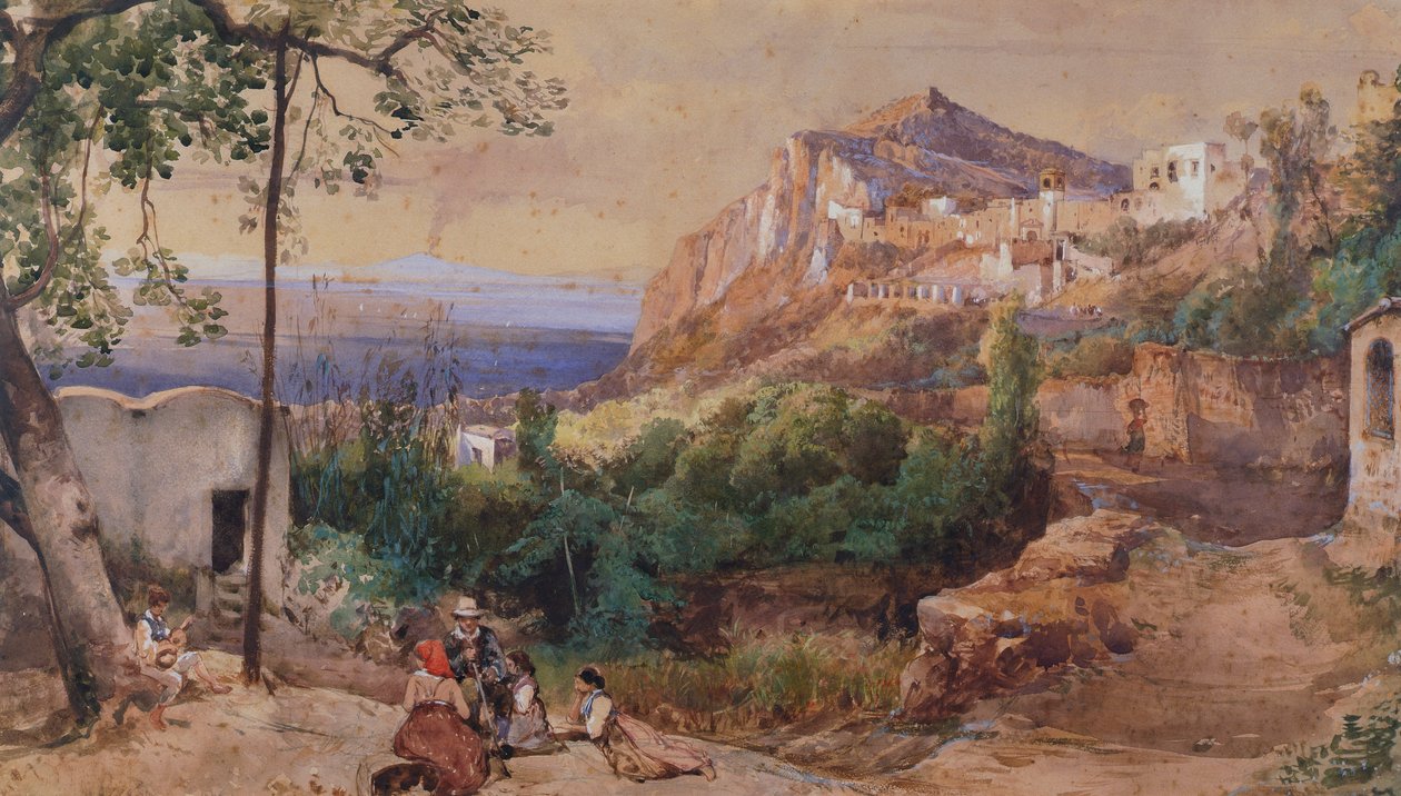 Vista de Capri (aquarela e tempera) de Giacinto Gigante
