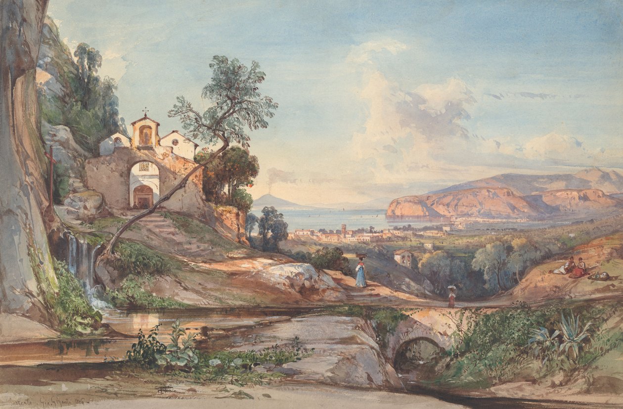 Vista de Sorrento, com a Baía de Nápoles ao fundo de Giacinto Gigante
