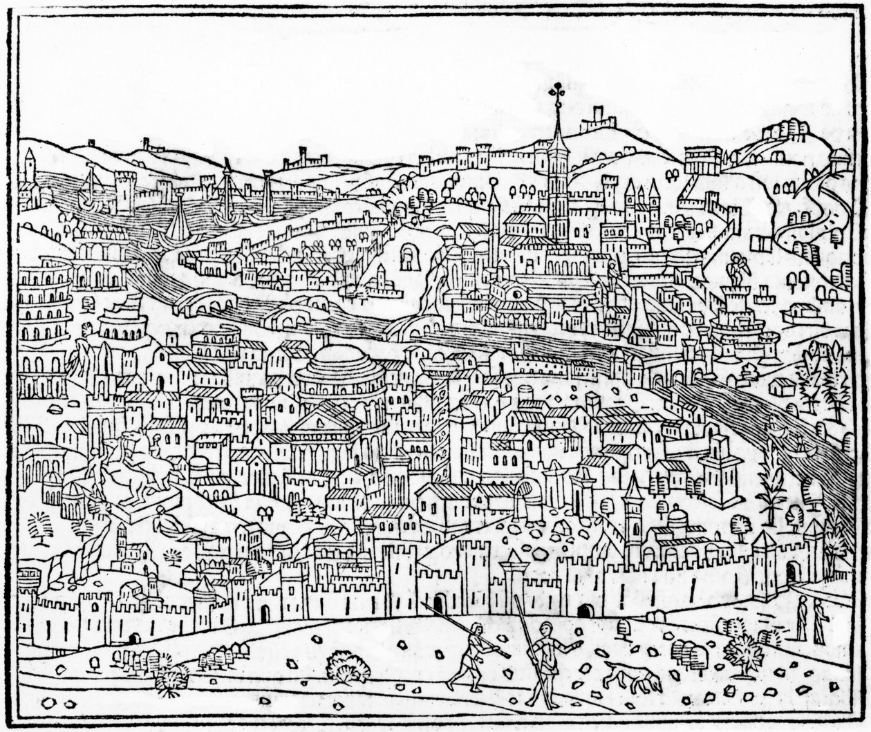 Vista de Roma, de &39;Supplementum chronicarum&39;, edição publicada em 1490 de Giacomo Filippo Foresti