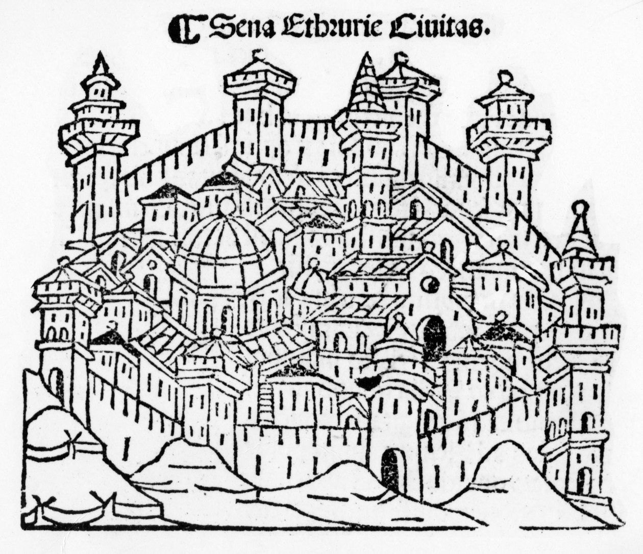 Vista de Siena, de &39;Supplementum chronicarum&39;, edição publicada em 1490 de Giacomo Filippo Foresti