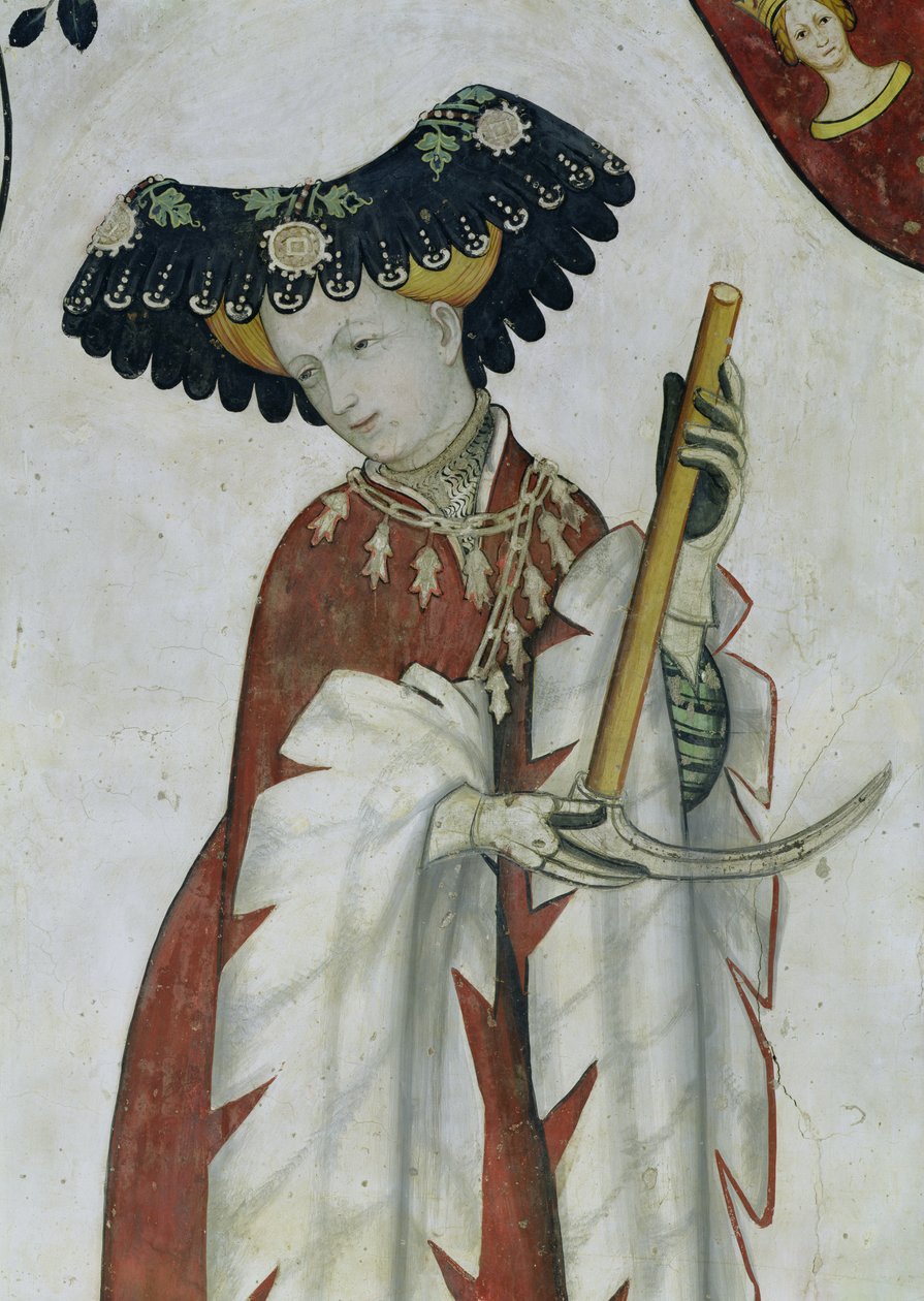 Os nove dignos e as nove mulheres dignas, detalhe de Delphine, 1418-30 de Giacomo Jaquerio