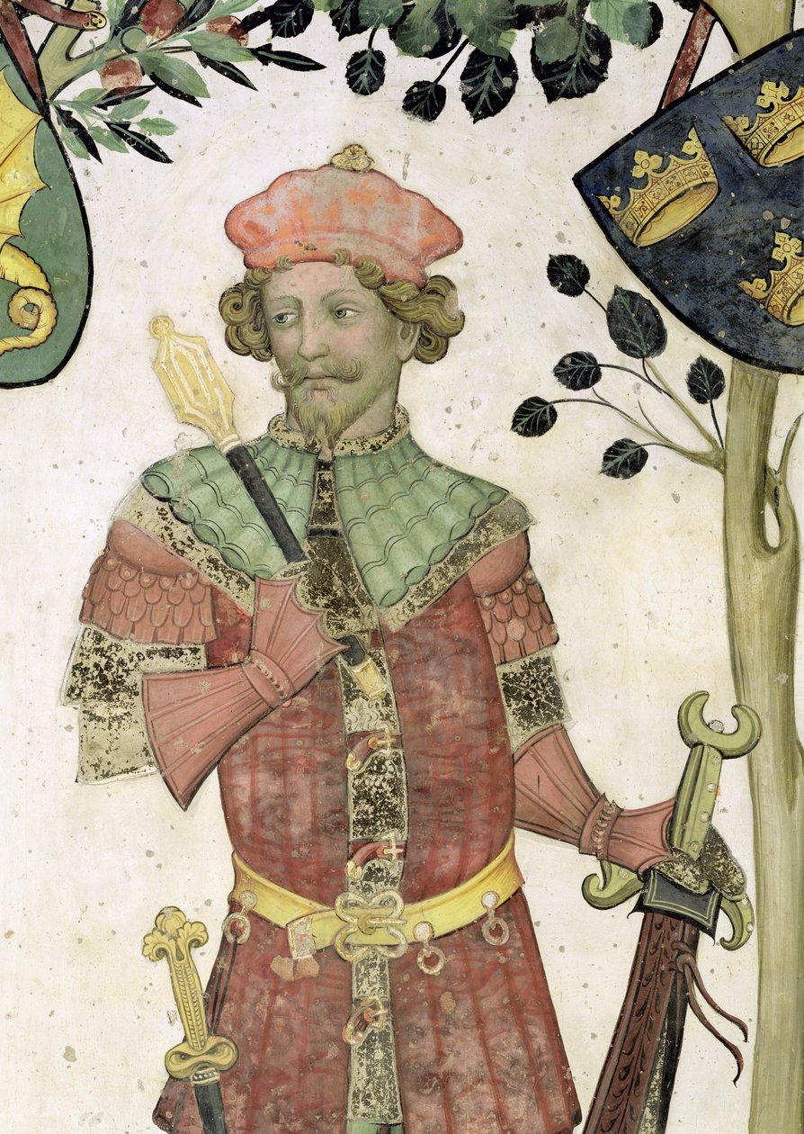Os nove dignos e as nove mulheres dignas, detalhe de Judas Macabeu, 1418-30 de Giacomo Jaquerio