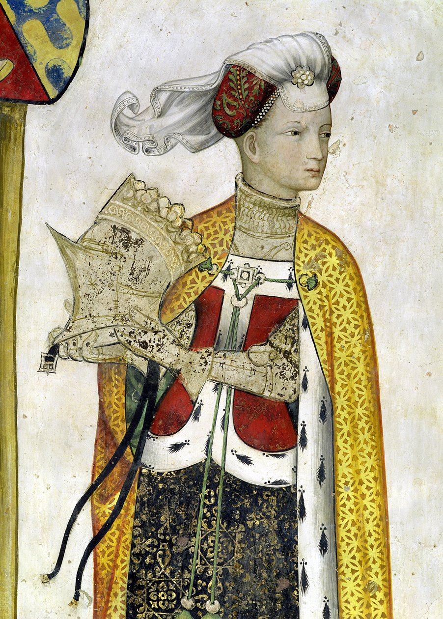 Os nove dignos e as nove mulheres dignas, detalhe de Lampeto, 1418-30 de Giacomo Jaquerio