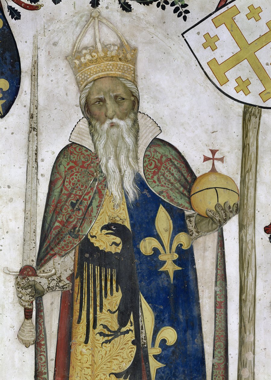 Os nove Worthies, detalhe de Carlos Magno (747-814) 1418-30 de Giacomo Jaquerio