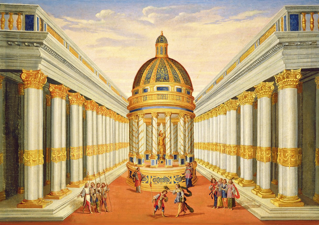 Ato I, cenas VII e VIII: Templo de Baccus de Giacomo Torelli