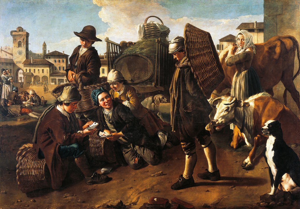 Mercado, por Giacomo Ceruti, conhecido como Pitocchetto (1698-1767) de Giacomo Ceruti