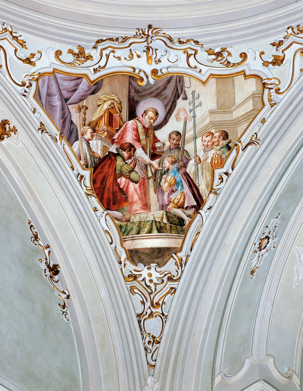 São Luís Gonzaga recebe a sua Primeira Comunhão de São Carlos Borromeo de Giacomo Ceruti