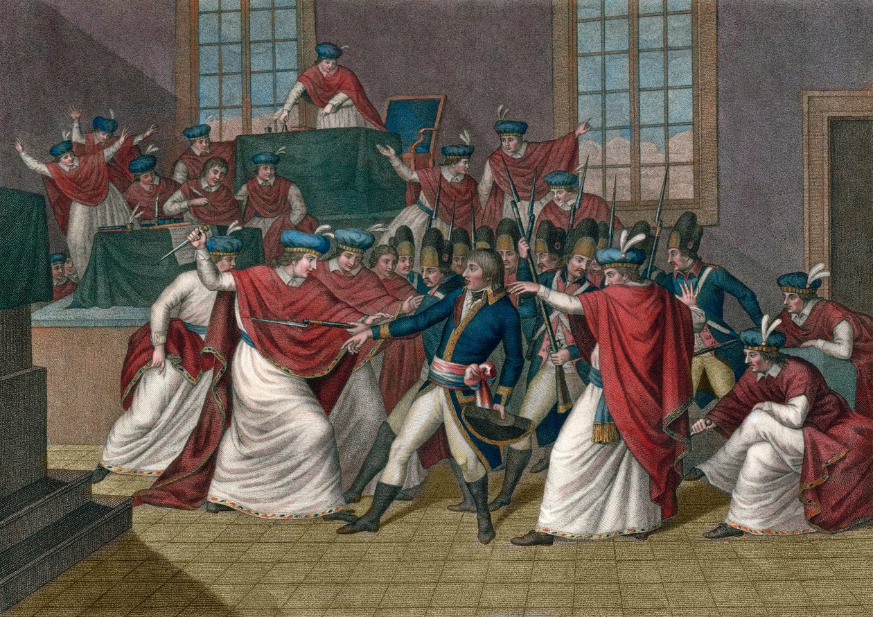 O Golpe de Estado de 18 Brumário (9 de novembro de 1799). Napoleão Bonparte (1769-1821) derrubou o Diretório e tornou-se Primeiro Cônsul - Coup d