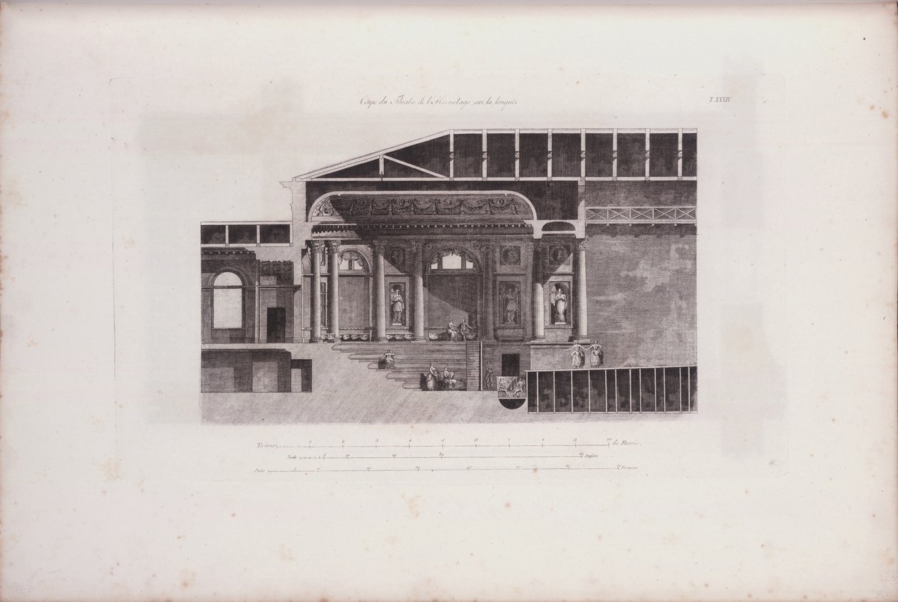 Seção transversal do Auditório do Teatro Hermitage, 1783 de Giacomo Antonio Domenico Quarenghi