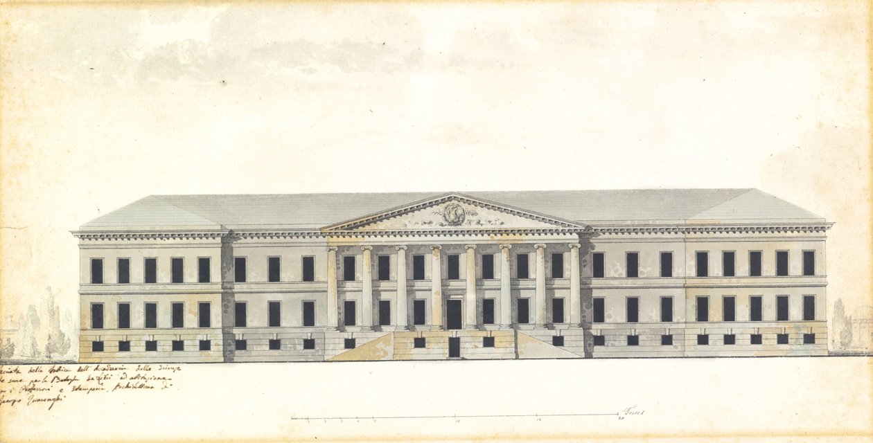 Elevação da fachada da Academia de Ciências de São Petersburgo de Giacomo Antonio Domenico Quarenghi