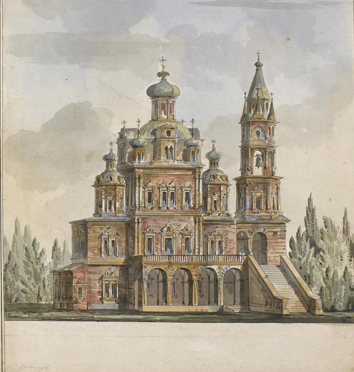 Projeto para a Igreja da Dormição dos Theotokos na Rua Pokrovka em Moscou de Giacomo Antonio Domenico Quarenghi