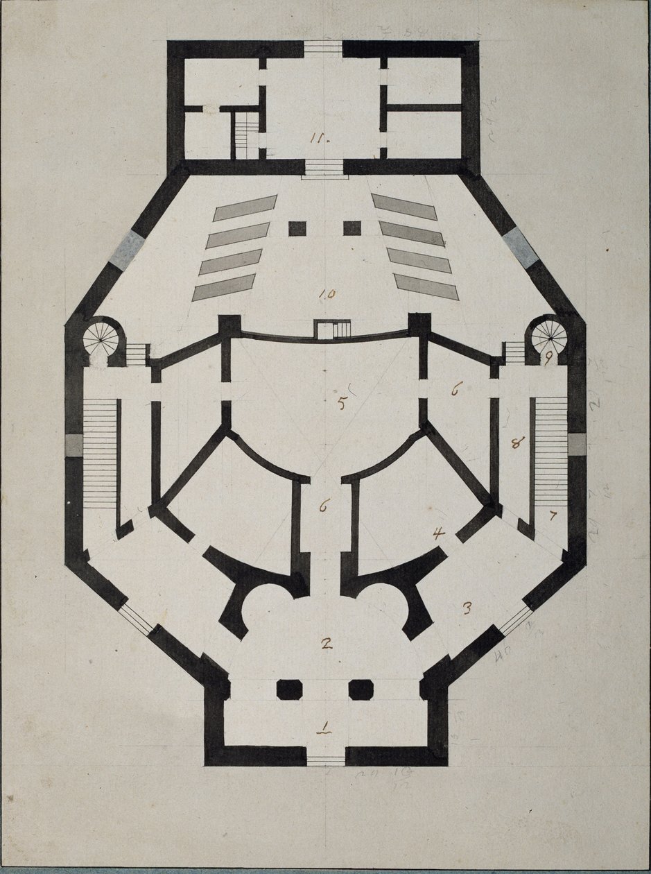Planta no andar de cima de Giacomo Antonio Domenico Quarenghi