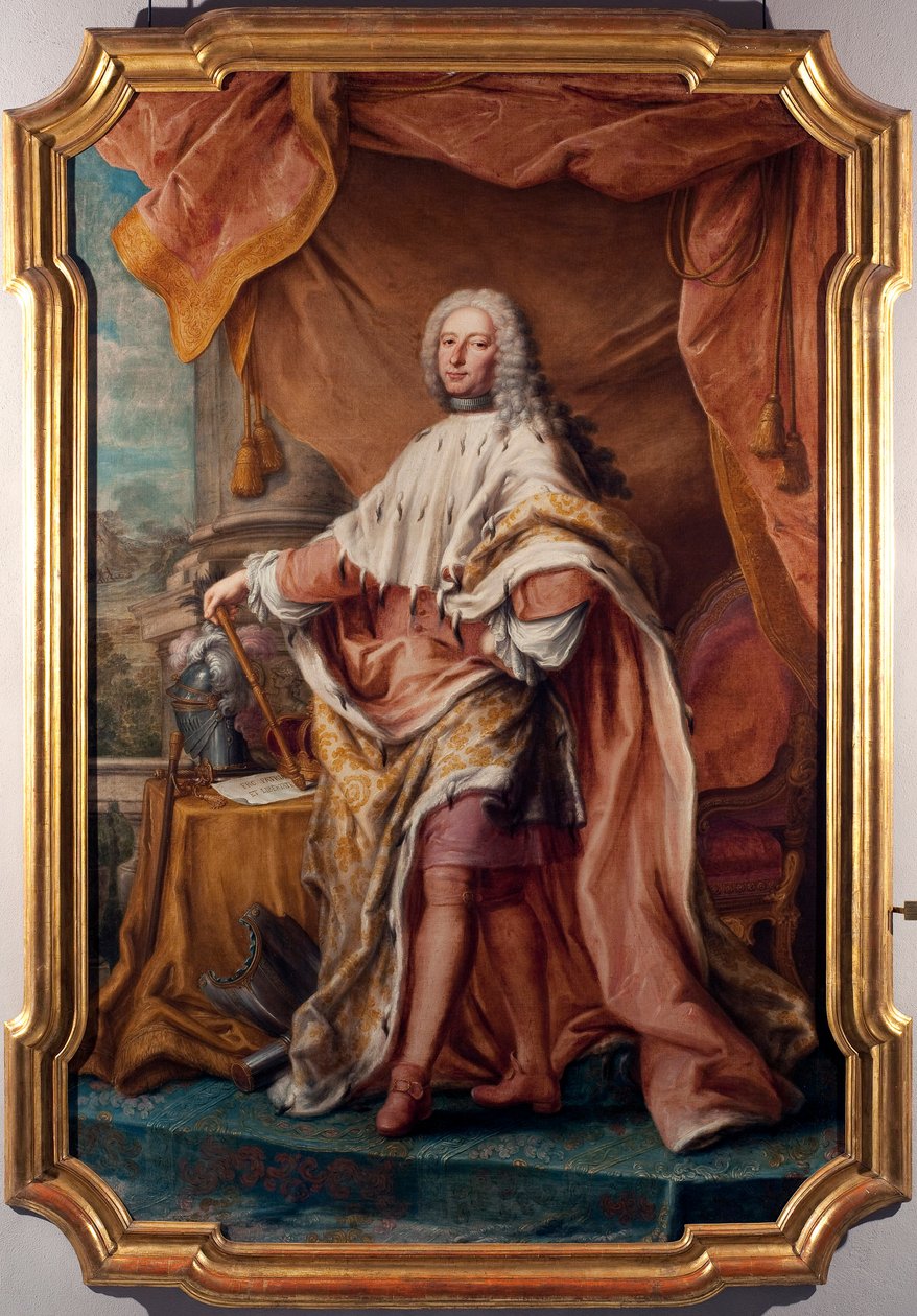 Retrato do Doge de Genes Gian Francesco II Brignole Sale (Brignole-Sale) (1695-1748) Pintura de Jacopo (ou Giacomo) Antonio Boni (1688-1766) 1747-1748 Sol. 266x179 cm Genes, Strada Nuova Museums (ex Palazzo Rosso) de Giacomo Boni