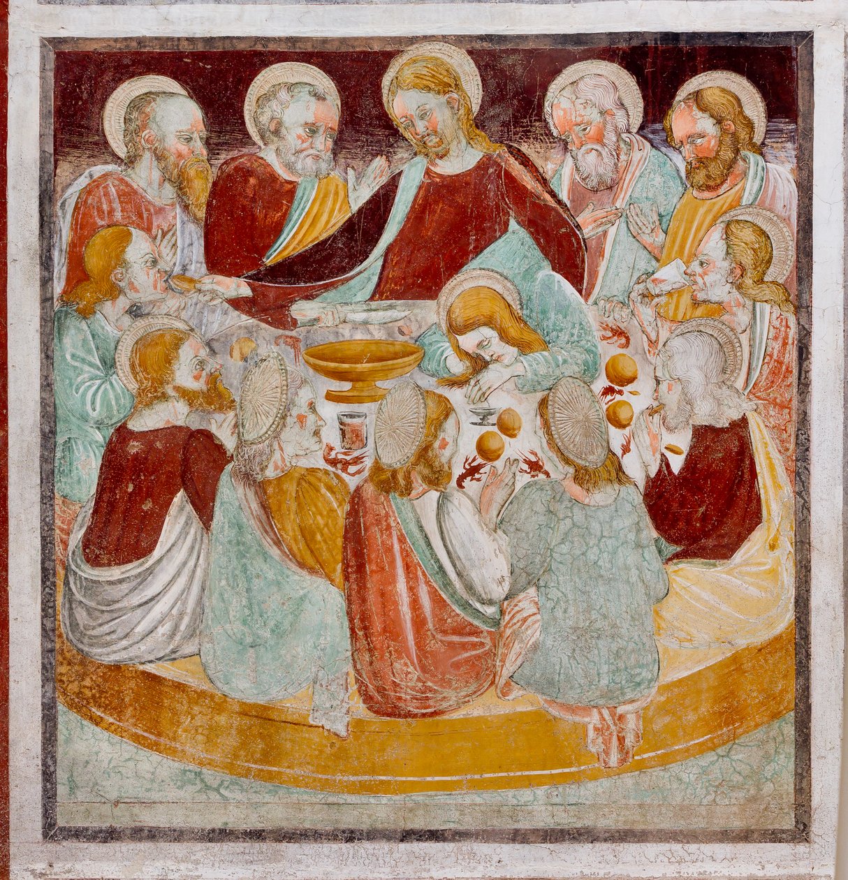 A Última Ceia, detalhe da Vida de Jesus de Giacomo Borlone de Buschis