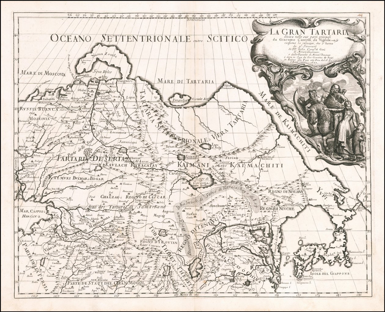 Mapa de 1683 da Grande Tartária, de Giacomo Cantelli da Vignola de Giacomo Cantelli