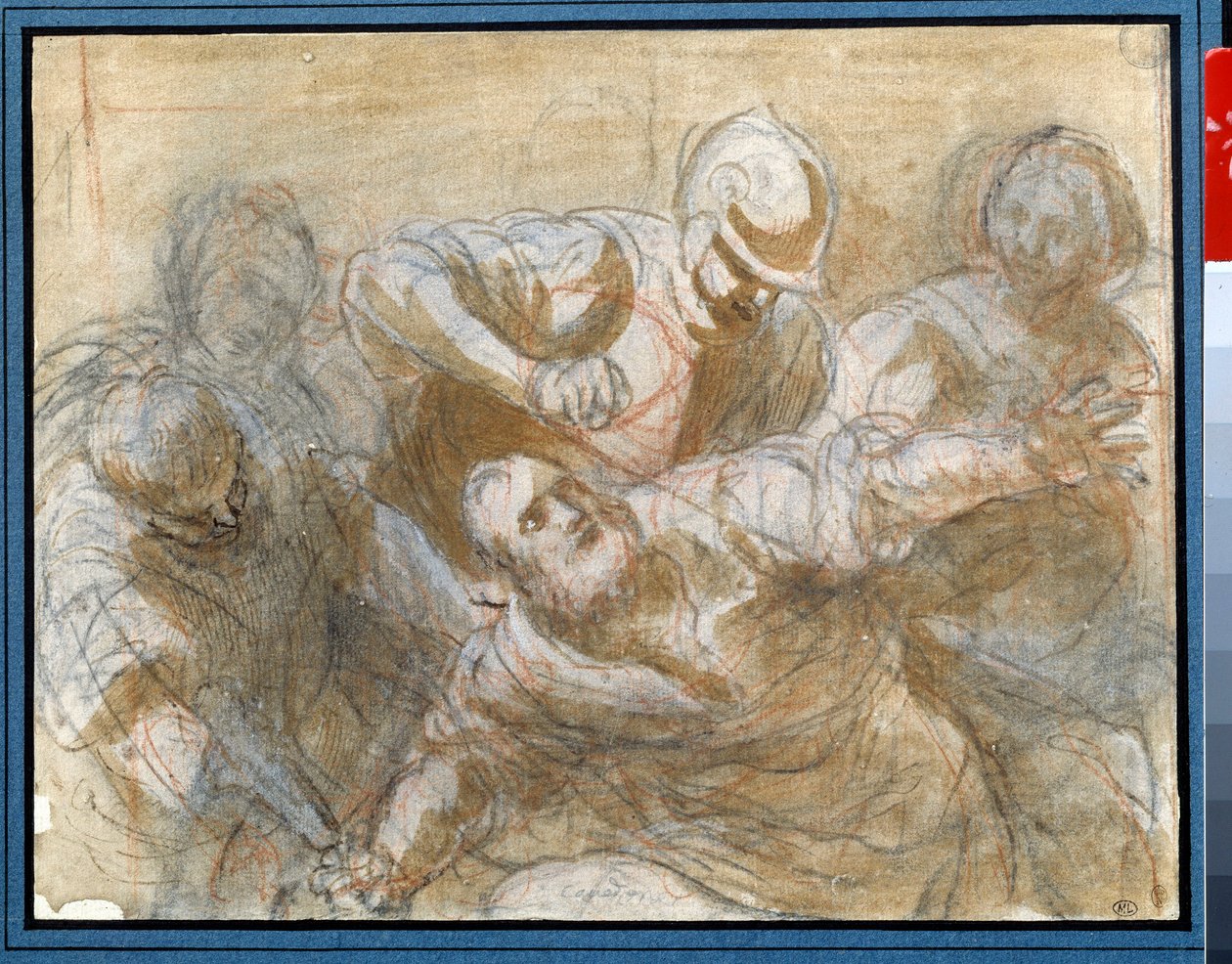 Sansão capturado pelos filisteus Desenho em tinta marrom e lavagem por Giacomo Cavedone (1577-1660) Por volta de 1614 Sol. 0,20 x 0,27m Paris. Museu do Louvre de Giacomo Cavedone