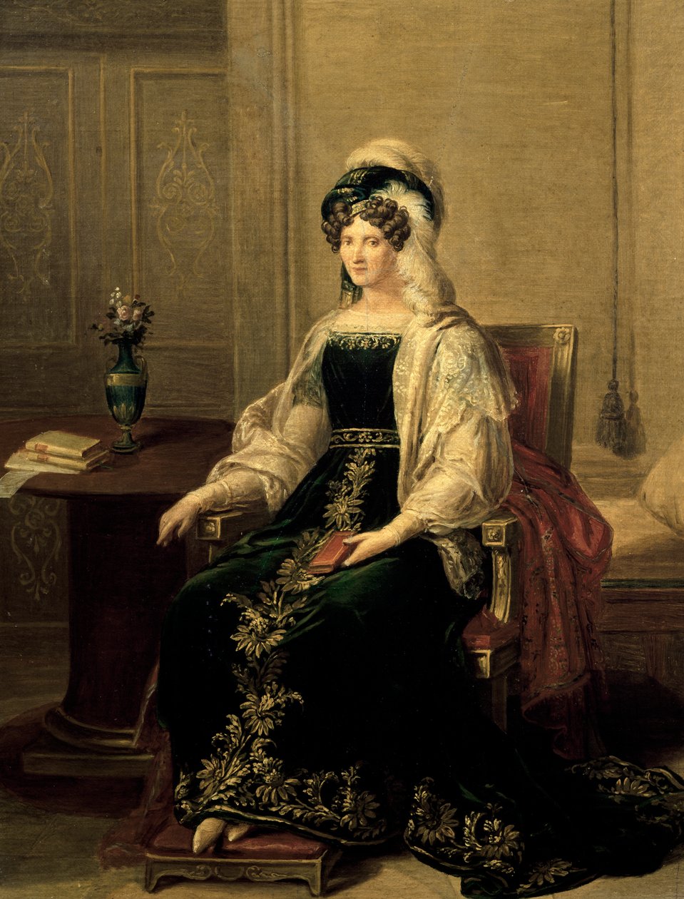 Retrato da princesa Marianne da Saxônia, esposa do príncipe Paluzzo Altieri, pintura de Giacomo Conca (1787-1852) de Giacomo Conca