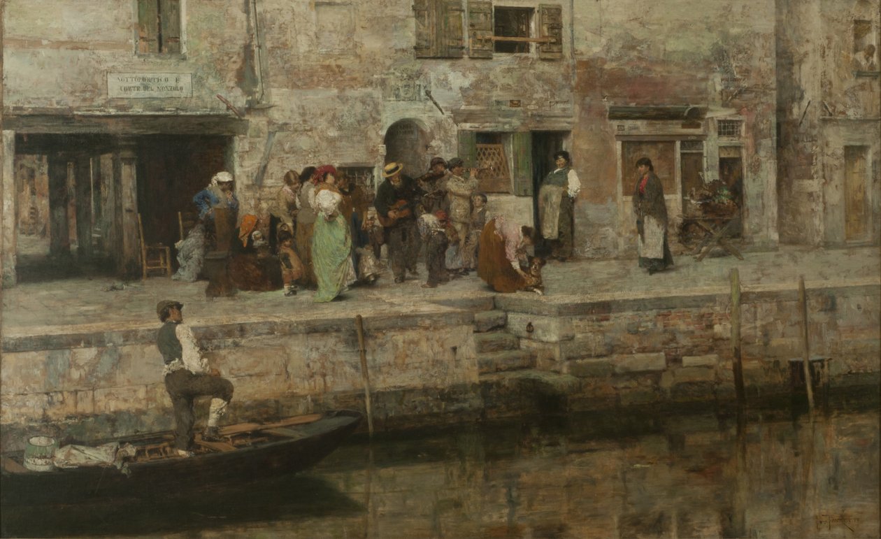 Músicos viajantes, c.1881-83 (óleo sobre tela) de Giacomo Favretto