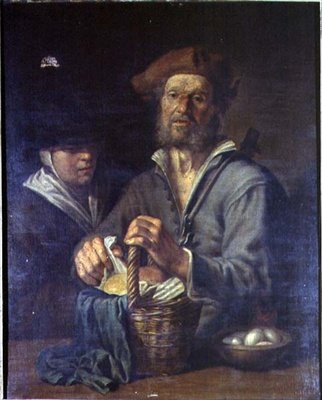 Um Velho Camponês e uma Camareira à Mesa de Giacomo Francesco Cipper