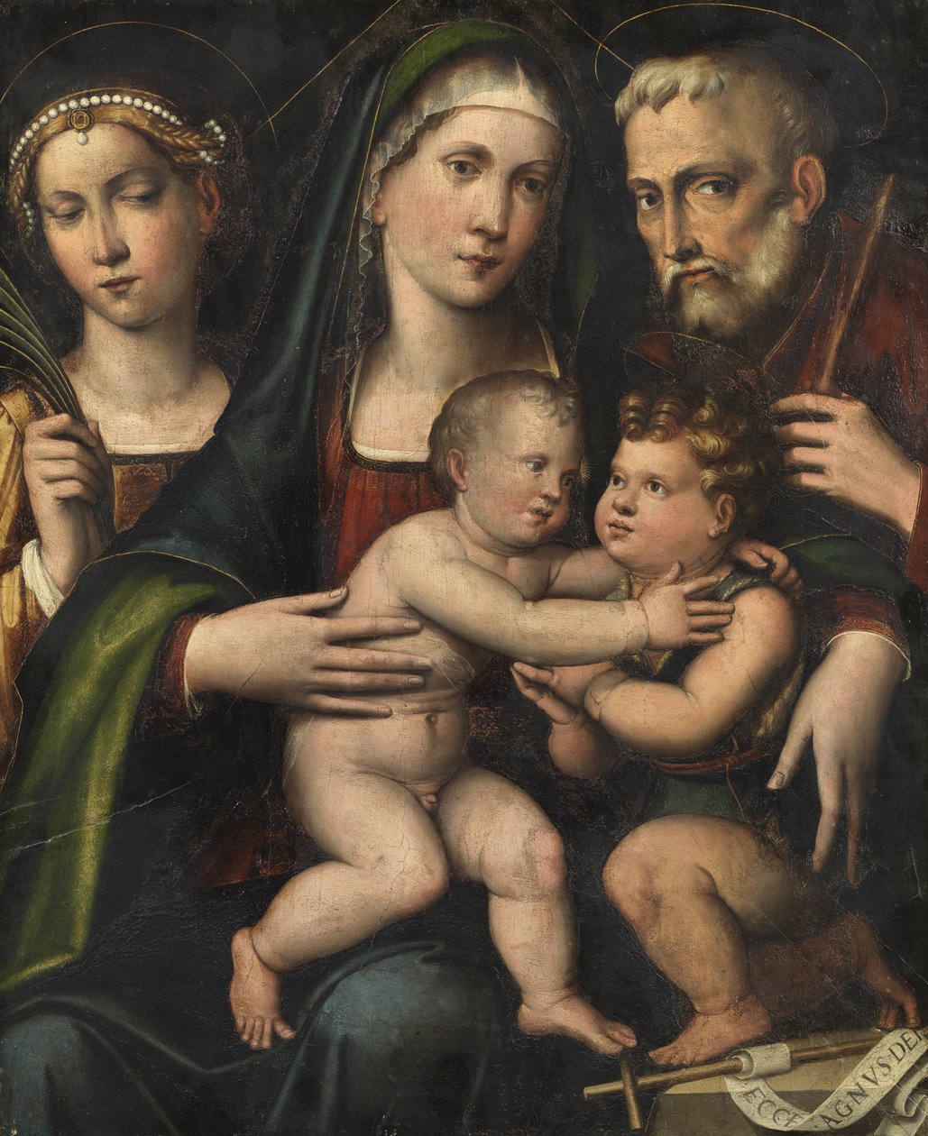Sagrada Família com o Menino São João e Santa Catarina, c.1530 de Giacomo Francia