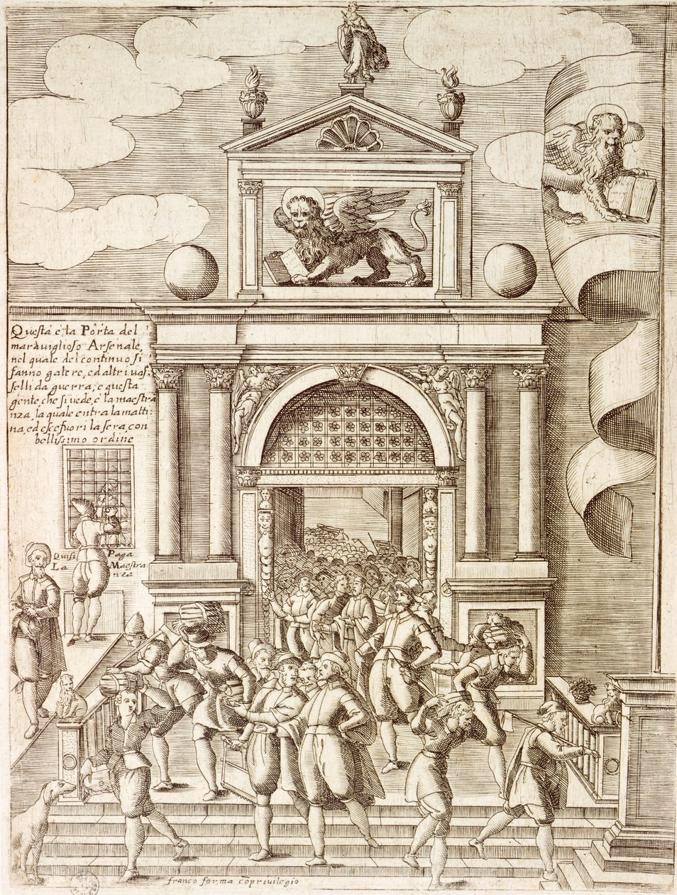 O portão para o Arsenal em Veneza de Giacomo Franco