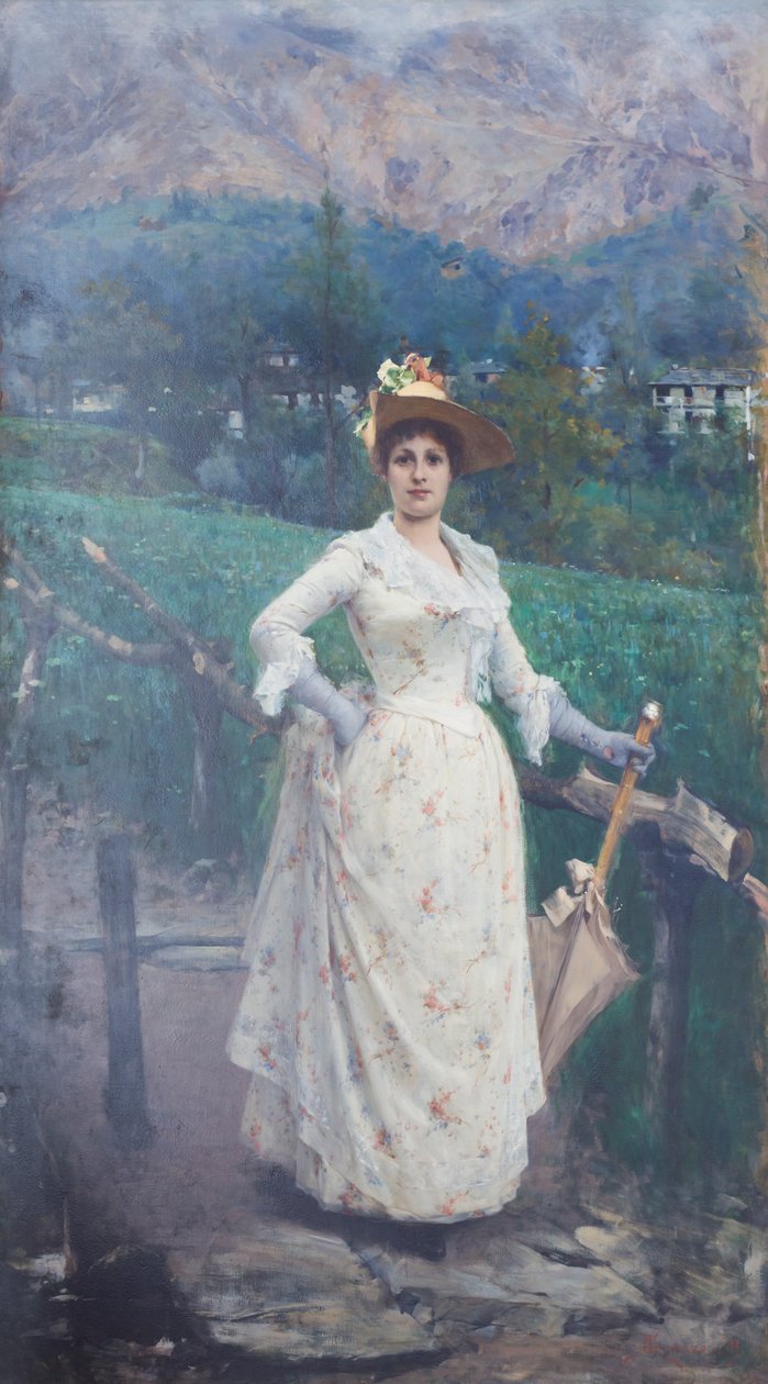 A senhora no campo de Giacomo Grosso