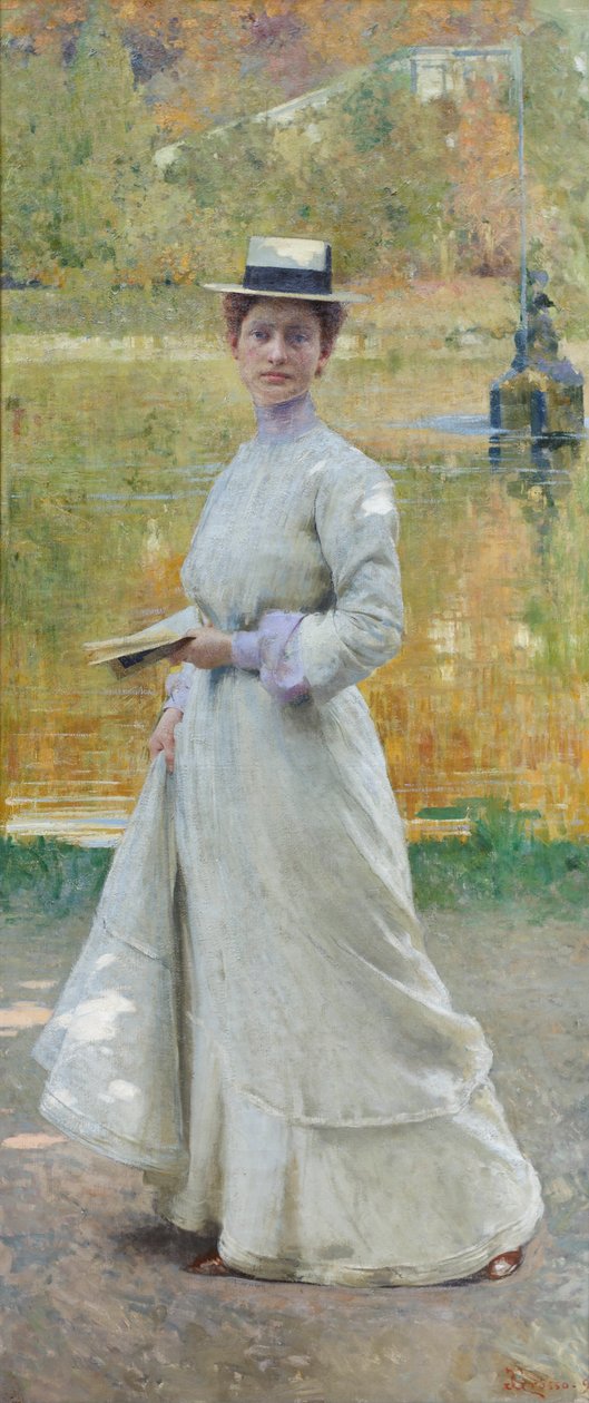 Retrato ao ar livre, c.1902 (óleo sobre tela) de Giacomo Grosso