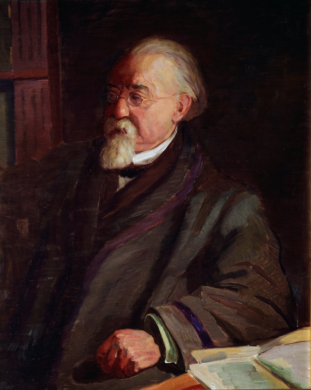 Retrato de Cesare Lombroso (1835-1909), criminologista e antropólogo italiano Pintura de Giacomo Grosso (1860-1938) Estreia século XX Turim Museo di Antropologia Criminale - Retrato de Cesare Lombroso (1835-1909), antropólogo italiano na área de Giacomo Grosso