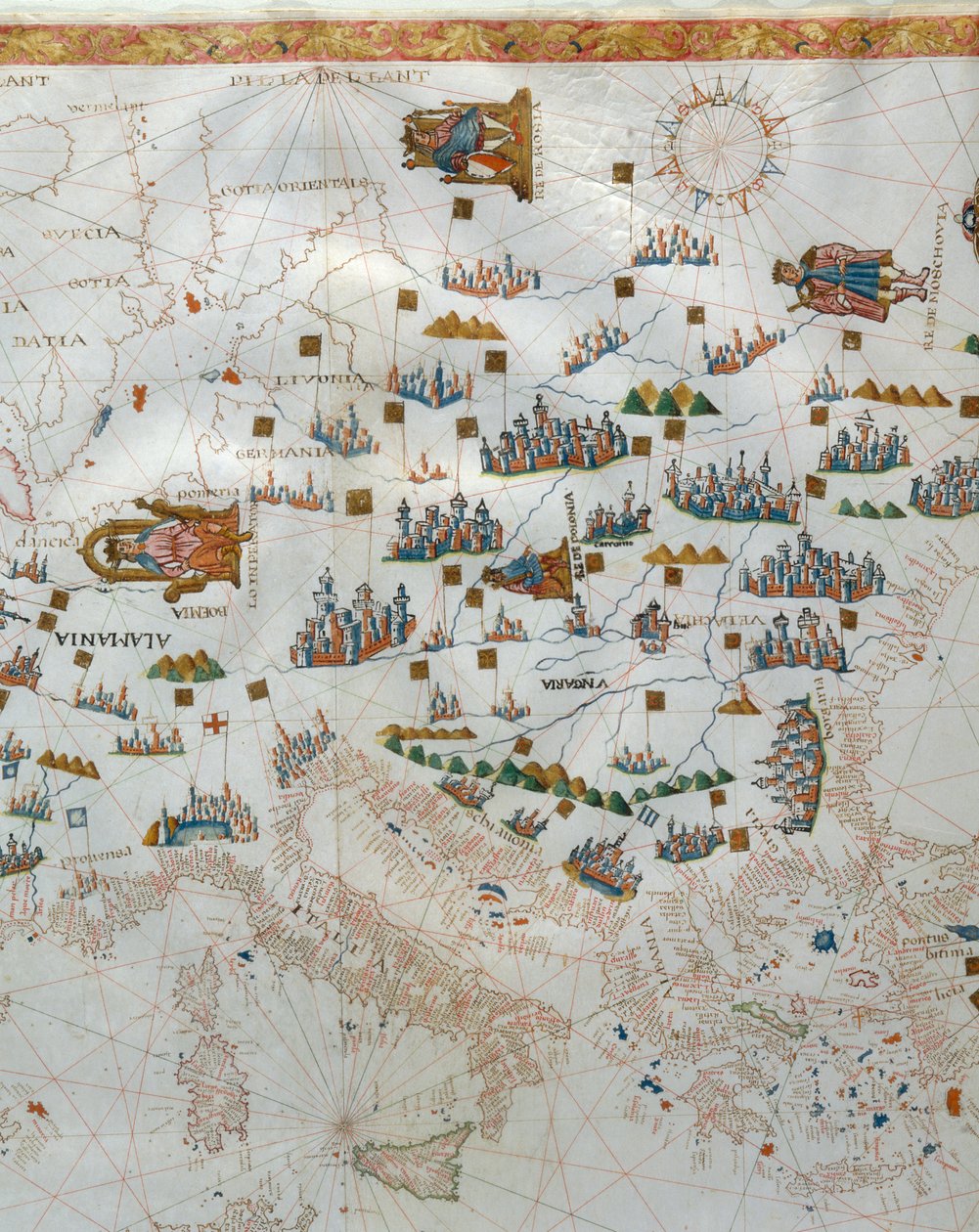Um mapa náutico, detalhe da Europa Ocidental, 1564 de Giacomo Maggiolo
