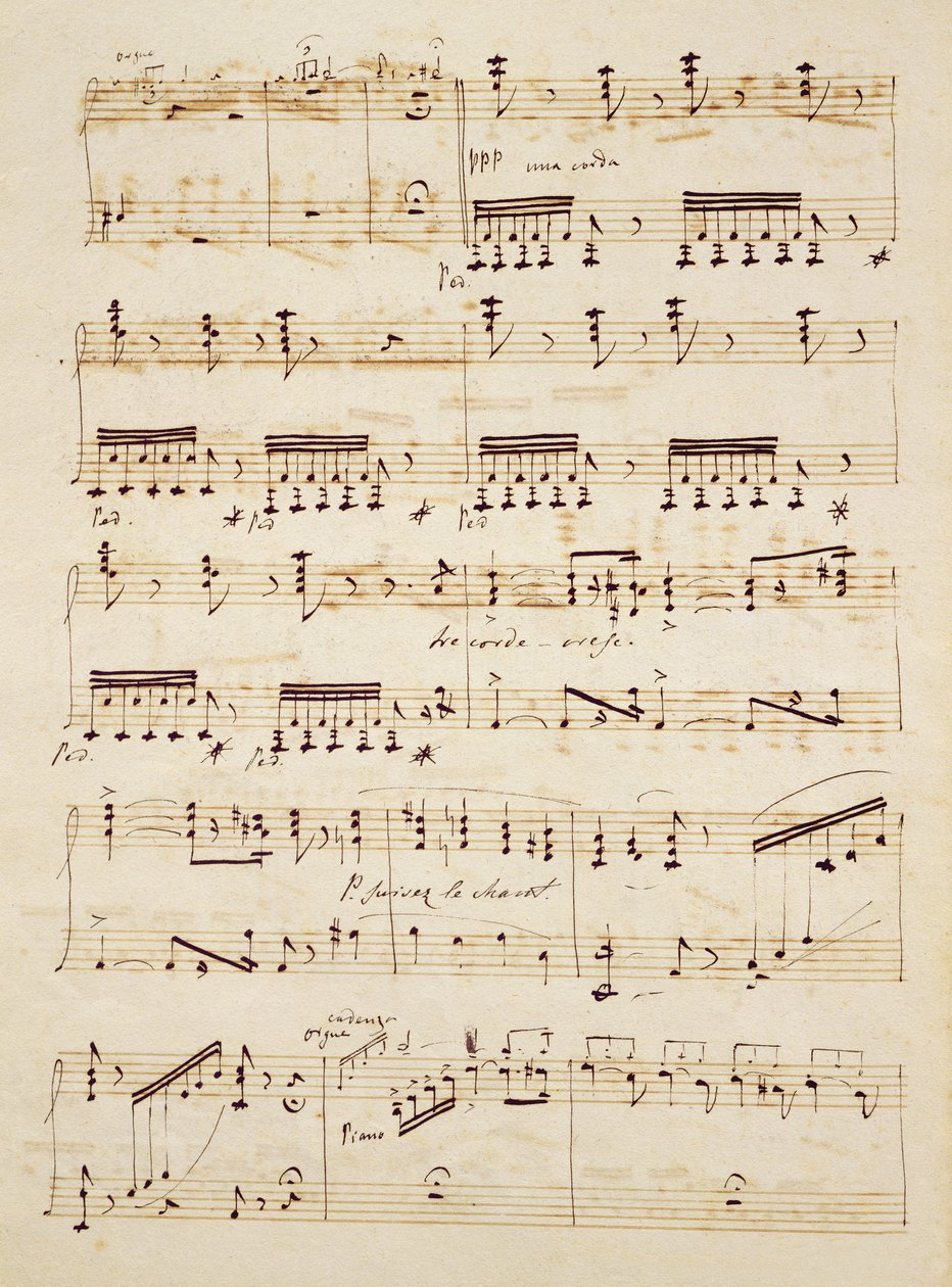 Página do manuscrito da partitura de &39;Les Huguenots&39; de Giacomo Meyerbeer