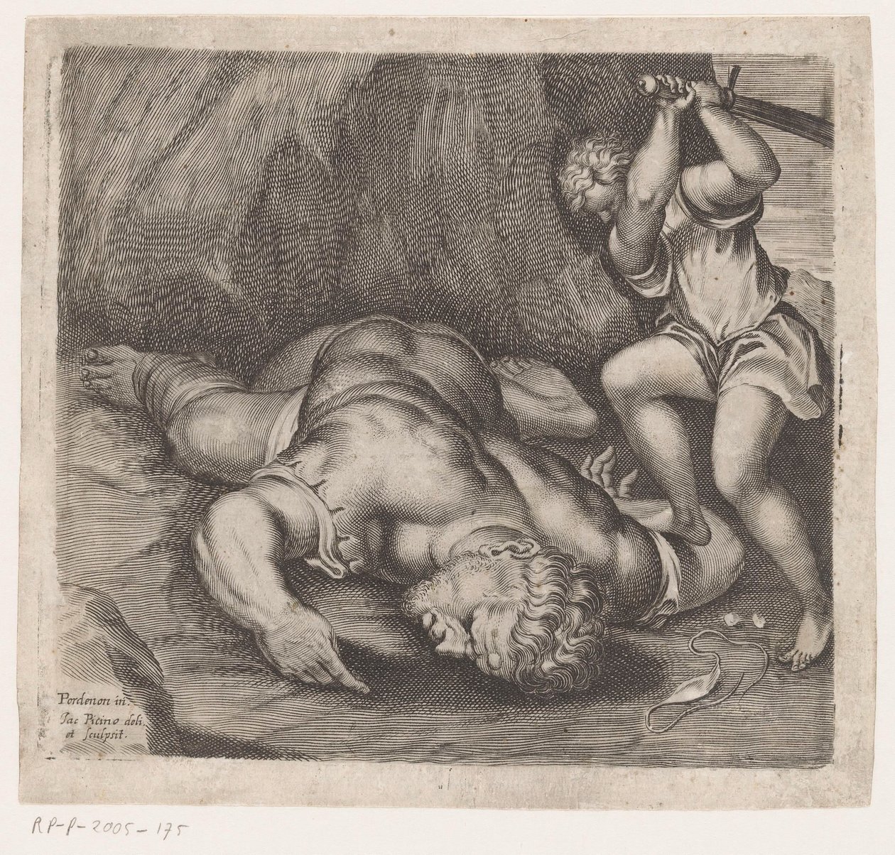 Davi decapita Golias Cenas após afrescos de Pordenone no Santo Stefano em Veneza (título da série) de Giacomo Piccini