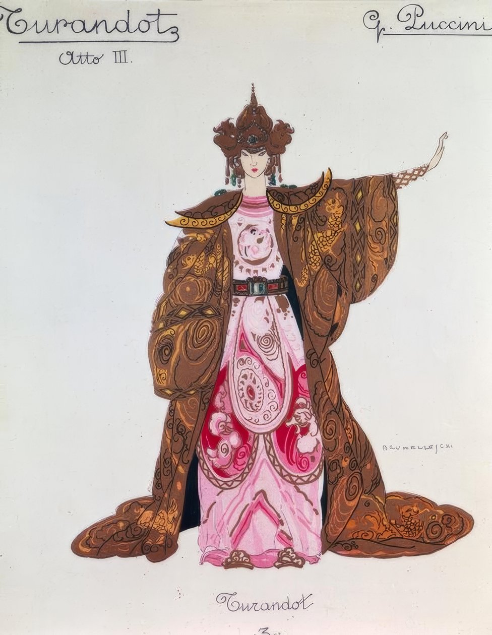 Figurino de Turandot no Acto 3 de Giacomo Puccini