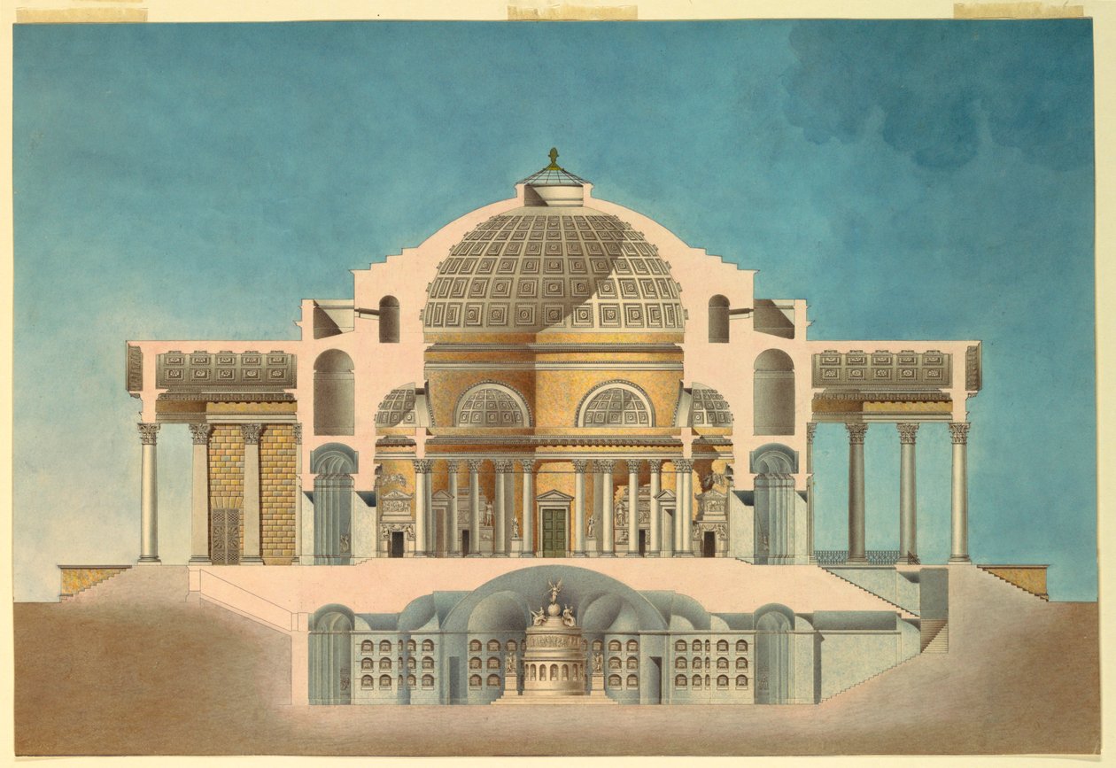 Desenho para um Oratório (Capela Memorial) de Giacomo Quarenghi