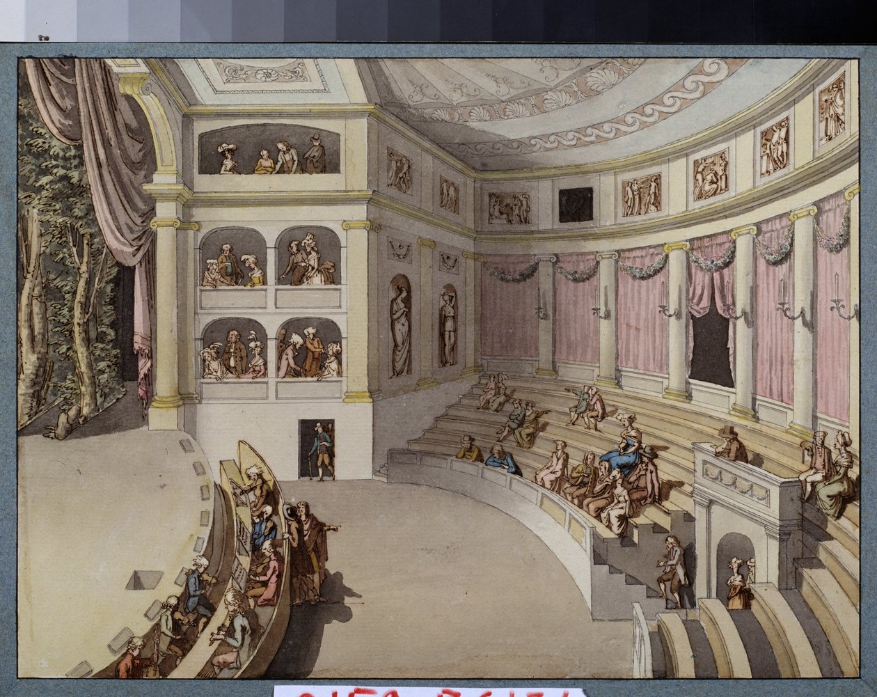 Projeto para a decoração de uma sala de teatro. Obra de Giacomo Antonio Domenico Quarenghi (1744-1817), tinta e aguarela sobre papel. Arte italiana, classicismo. Museu Estadual de Belas Artes A. Pushkin, Moscou. de Giacomo Quarenghi