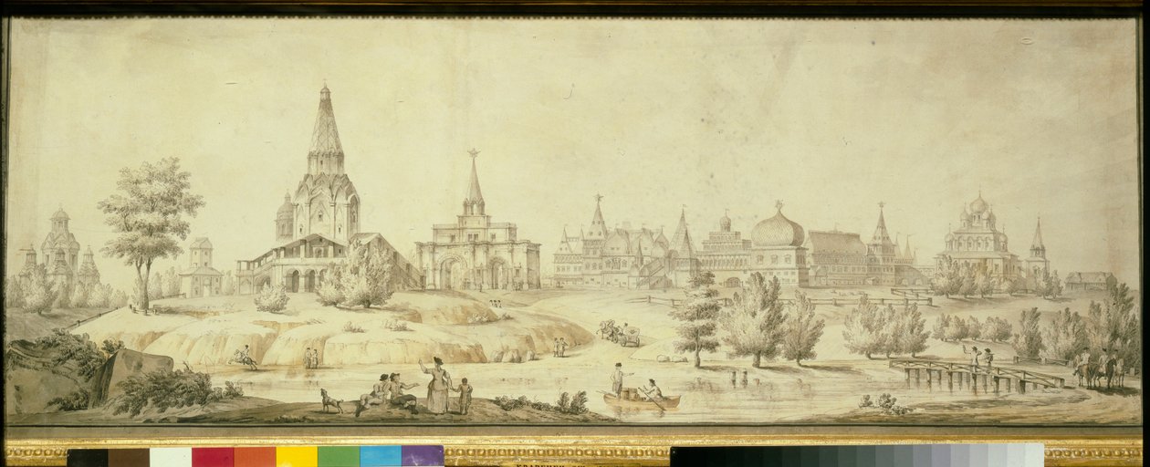 Vista do bairro Kolomenskoye em Moscou, à esquerda a Igreja da Ascensão - Obra de Giacomo Antonio Domenico Quarenghi (1744-1817) de Giacomo Quarenghi