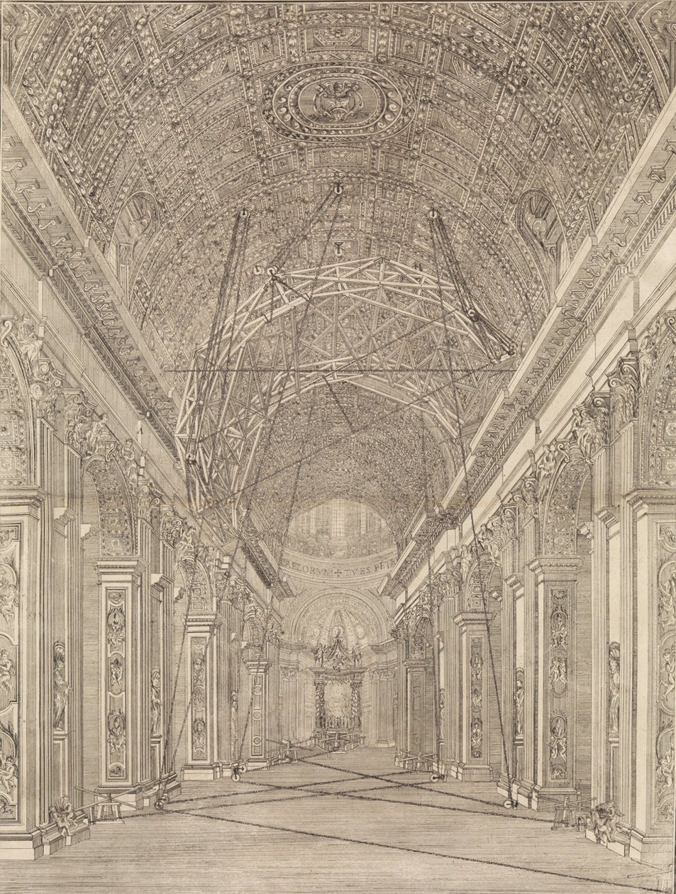 Andaime Erguido para Restauração da Abóbada da Basílica de São Pedro: Visão Geral..., ca. 1773. de Giacomo Sangermano