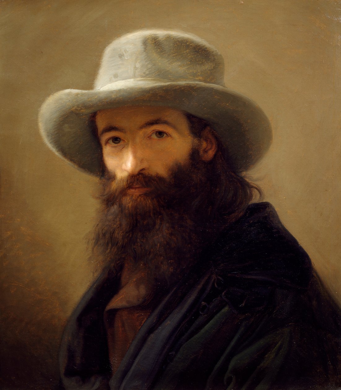 Auto-retrato com vestido oriental de Giacomo Trecourt (1812-1882), óleo sobre tela, 80x65 cm, ca. 1843 de Giacomo Trecourt
