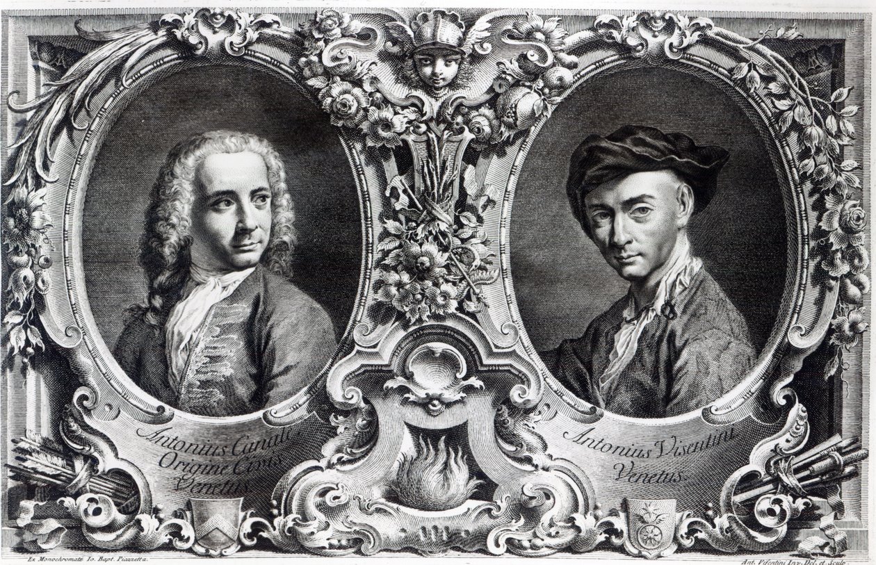Canaletto e Antonio Visentini, gravados por Visentini de Giambattista Piazzetta